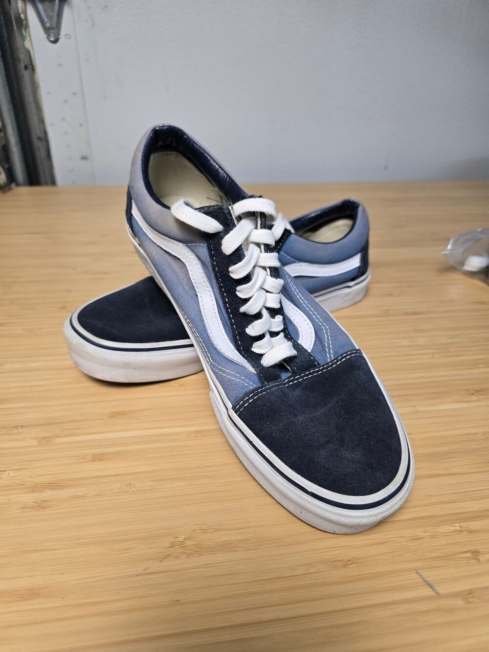 Vans Old Skool Mens 10.5 Blue Black Skate Sneakers Classic Suede Canvas